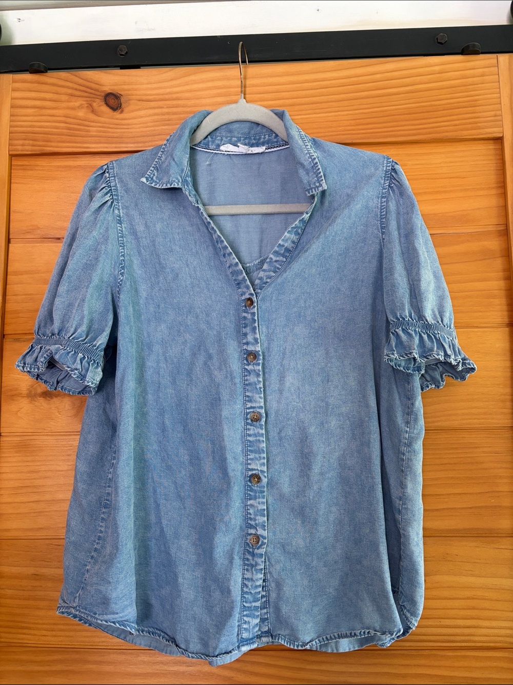 Light Blue Button-Up Blouse
